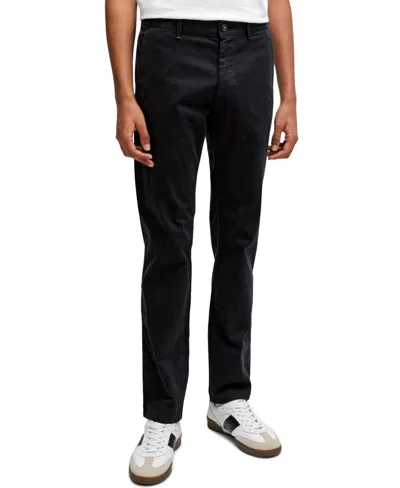 Hugo Boss Mens Slim Fit Chinos In Stretch-cotton Satin Nos In Black 001