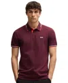 Hugo Boss Stretch-cotton Slim-fit Polo Shirt With Branding In Medium Red