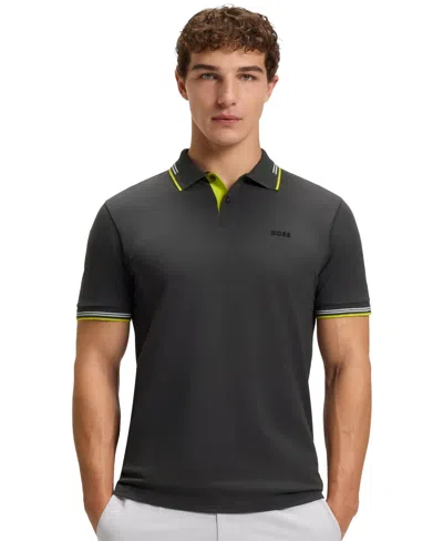 Hugo Boss Boss By  Men's Stretch-cotton Slim-fit Polo Shirt In Black
