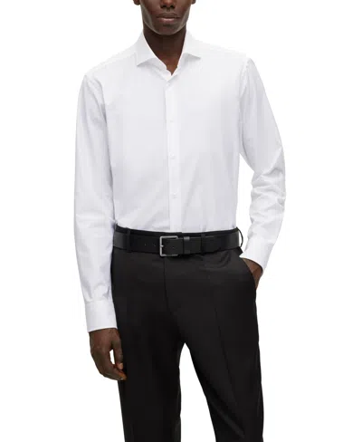 Hugo Boss Boss By  Men's Stretch-cotton Twill Regular-fit Dress Shirt In White