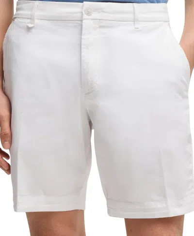 Hugo Boss Boss By  Men's Cotton-twill Slim-fit Shorts In White
