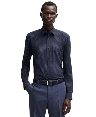 Hugo Boss Boss By  Men's Stretch Jersey Slim-fit Dress Shirt In Dark Blue
