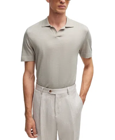 Hugo Boss Boss By  Men's Striped Detail Polo In Open Beige