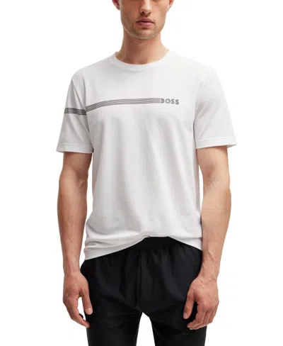 Hugo Boss Boss By  Men's Striped Logo T-shirt In White