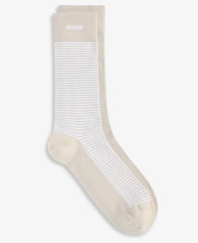 Hugo Boss Boss By  Men's Striped Socks, 2-pack In Neutral