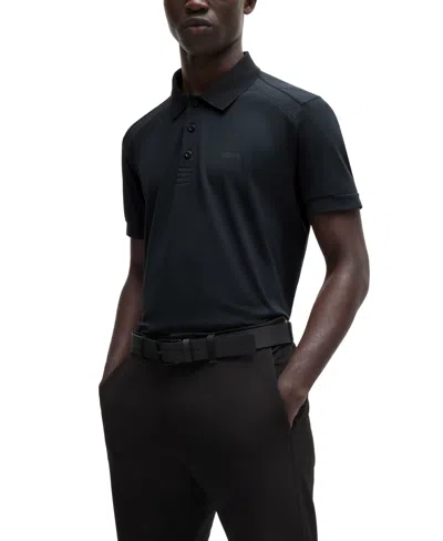 Hugo Boss Boss By  Men's Striped Tape Insert Polo Shirt In Dark Blue