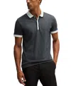 Hugo Boss Boss By  Men's Striped Trim Polo Shirt In Gray