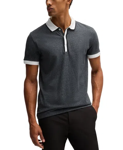 Hugo Boss Boss By  Men's Striped Trim Polo Shirt In Gray