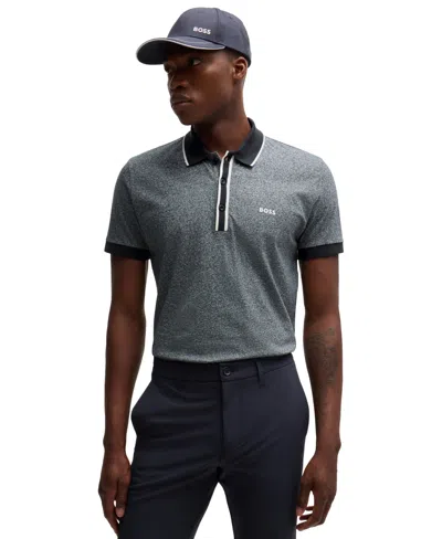 Hugo Boss Boss By  Men's Striped Trim Polo Shirt In Dark Blue