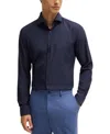 Hugo Boss Boss By  Men's Structured Performance Slim-fit Dress Shirt In Dark Blue