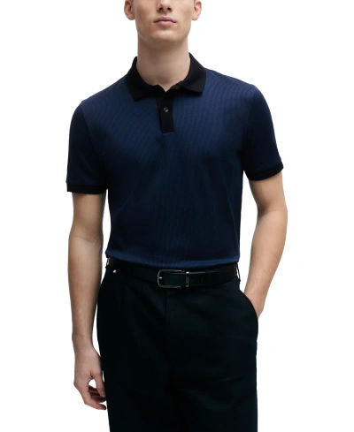 Hugo Boss Boss By  Men's Structured Polo Shirt In Dark Blue