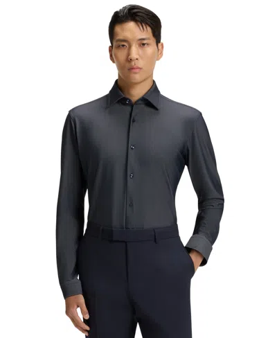 Hugo Boss Boss By  Men's Structured Stretch Jersey Regular-fit Dress Shirt