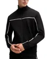 Hugo Boss Zip-up Sweatshirt With Tape Inserts In Black