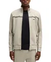 Hugo Boss Zip-up Sweatshirt With Tape Inserts In Open Beige