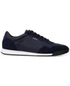 Hugo Boss Navy Mixed-material Lace-up Sneakers In Navy