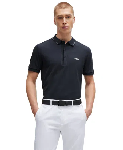 Hugo Boss Boss By  Men's Tonal Logo Slim-fit Polo Shirt In Dark Blue