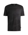 Hugo Boss Mercerized-cotton T-shirt With Two-tone Jacquard In Black
