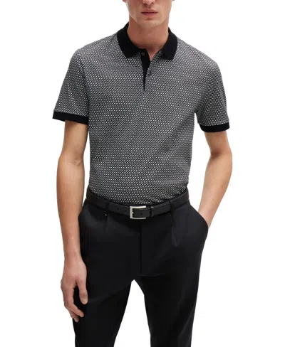 Hugo Boss Boss By  Men's Two-tone Monogram Polo Shirt In Black