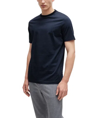 Hugo Boss Boss By  Men's Two-tone Monogram T-shirt In Dark Blue