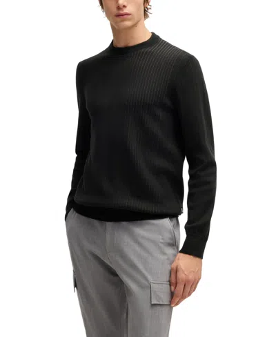 Hugo Boss Boss By  Men's Vertical Striped Regular-fit Sweater In Black