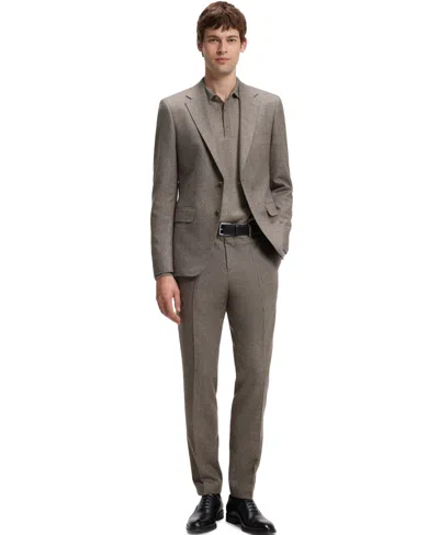 Hugo Boss Boss By  Men's Virgin Wool Slim-fit Patterned Suit In Dark Brown