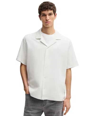 Hugo Boss Boss By  Men's Waffle Cotton Relaxed-fit Shirt In Natural