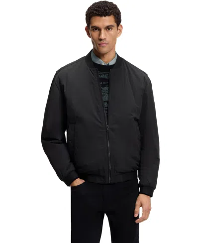 Hugo Boss Boss By  Men's Water-repellent Soft-touch Fabric Bomber Jacket In Black