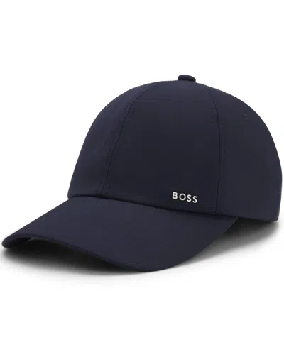Hugo Boss Boss By  Men's Wool-blend Twill Metallic Logo Lettering Cap In Blue