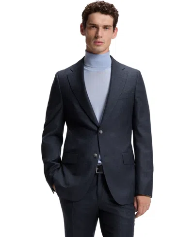 Hugo Boss Boss By  Men's Wool Patterned Slim-fit Blazer In Dark Blue