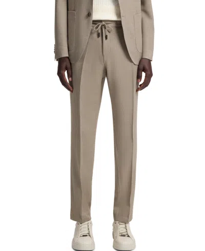 Hugo Boss Boss By  Men's Wool Silk Patterned Slim-fit Pants In Brown