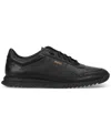 Hugo Boss Mixed-material Trainers With Mesh And Leather In Black