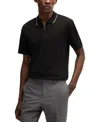 Hugo Boss Boss Tipped Quarter Zip Polo In Black