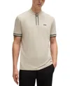 Hugo Boss Boss By  Men's Cotton-pique Zip-neck Polo In Open Beige