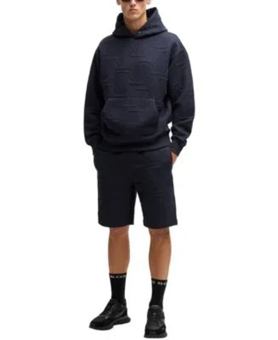 Hugo Boss Boss By  Mens Hexagonal Quilting Hoodie Shorts Set In Dark Blue