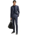 Hugo Boss Boss By  Mens Patterned Wool Blend Slim Fit Suit Set In Dark Blue