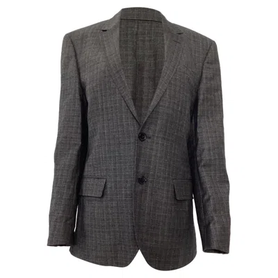 Hugo Boss Boss By  Plaid Single-breasted Blazer In Grey Wool