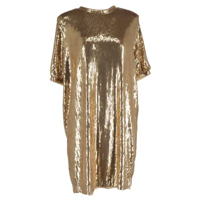 Hugo Boss Boss By  Sequined Mini T-shirt Dress In Gold Polyester