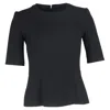 Hugo Boss Boss By  Short Sleeve Peplum Top In Black Wool In Black
