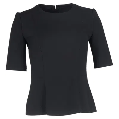 Hugo Boss Boss By  Short Sleeve Peplum Top In Black Wool
