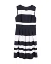 Hugo Boss Boss By  Stripe Pleated Mini Dress In Blue Polyester In White