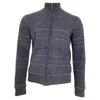 Hugo Boss Boss By  Striped Zipped Sweater In Navy Blue Cotton In Blue
