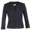 Hugo Boss Boss By  Uncollared Buttoned Blazer In Navy Blue Cotton In Blue