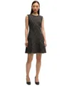 Hugo Boss Boss Datana Sleeveless Stripe Tweed Fit & Flare Dress In Open Misc