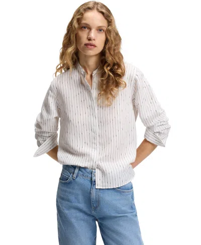 Hugo Boss Boss By  Women's Broken Stripe Regular-fit Blouse In White