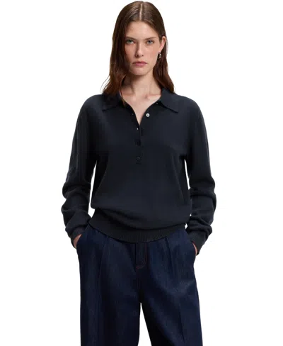 Hugo Boss Boss By  Women's Cashmere Polo Sweater In Blue