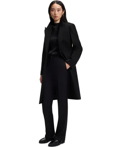 Hugo Boss Boss By  Women's Classin1 Peaked-lapel Single-breasted Formal Coat In Black