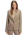 Hugo Boss Boss By  Women's Collarless Regular-fit Blazer In Brown