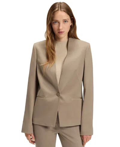 Hugo Boss Boss By  Women's Collarless Regular-fit Blazer In Brown