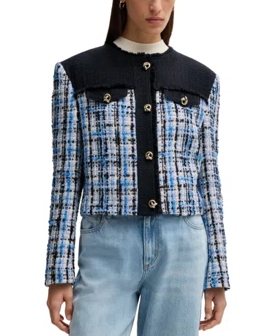 HUGO BOSS BOSS BY HUGO BOSS WOMEN'S CONTRAST TWEED JACKET
