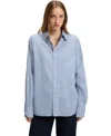 Hugo Boss Boss By  Women's Cotton-blend Striped Blouse In Blue